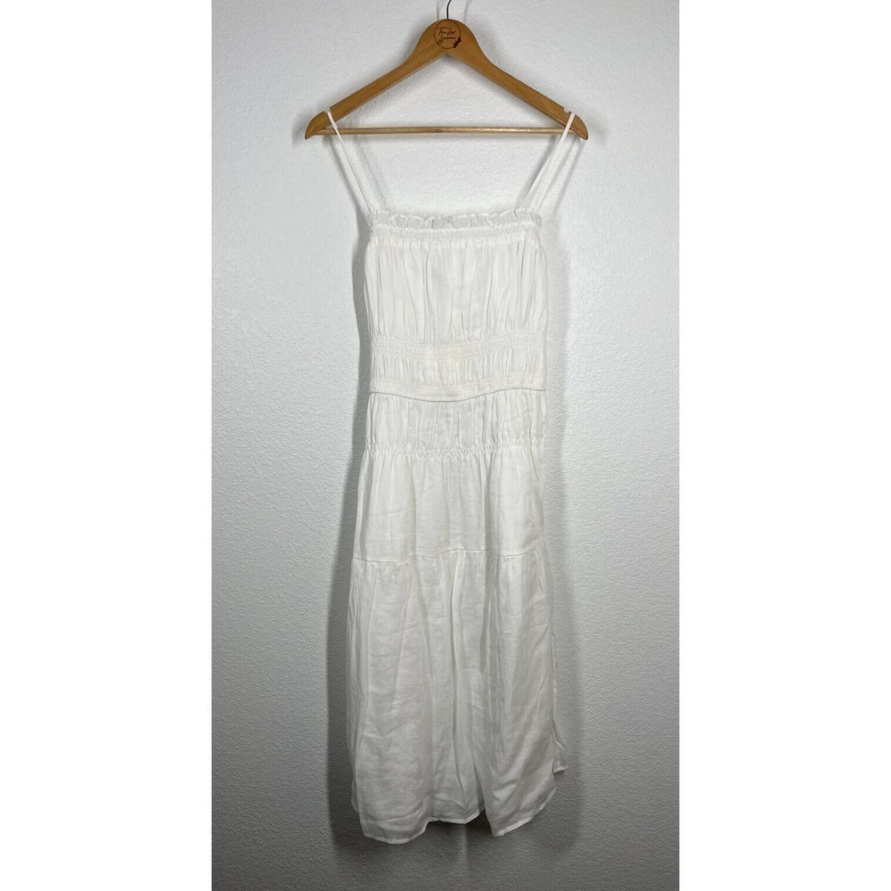 Frame White Smocked Midi Sun Dress Size XL New $478
